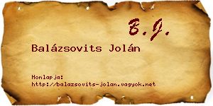 Balázsovits Jolán névjegykártya